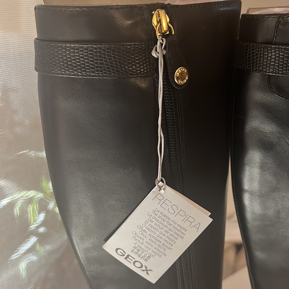 GEOX Respira Black Leather Boots - Picture 1 of 8